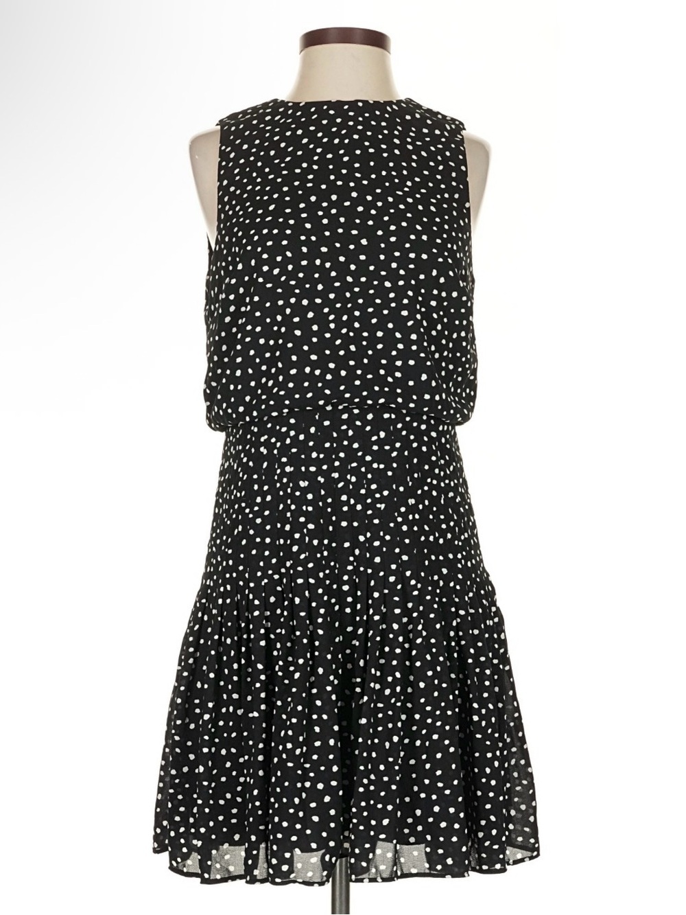Ann Taylor Black and White Polka Dot Sleeveless Dress - Picture 1 of 6